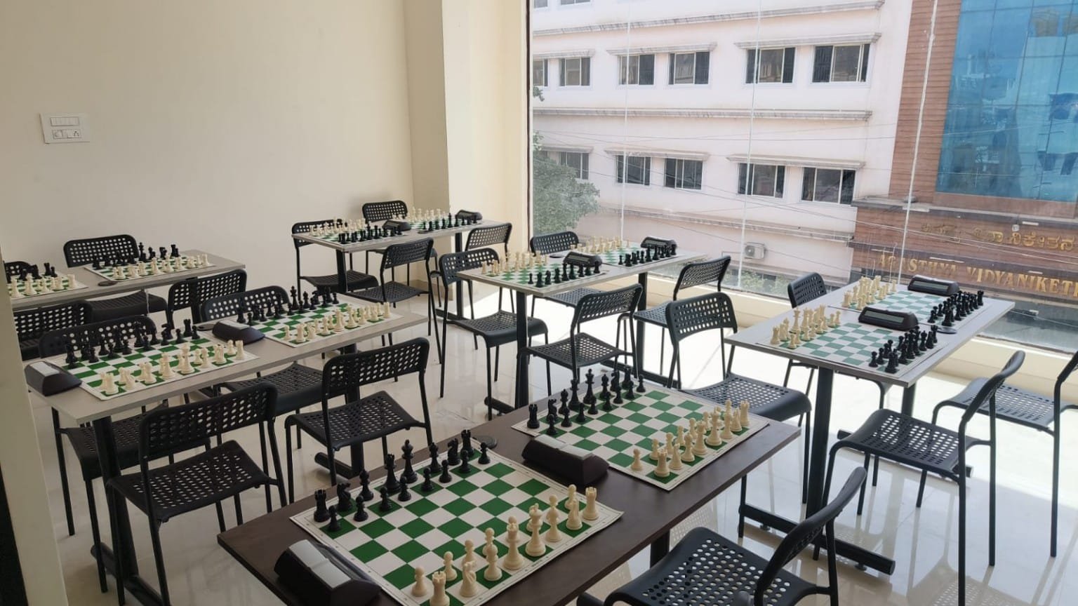 1,200 sq. ft. wide training floor at VV Chess Academy in Nagarbhavi, Bengaluru